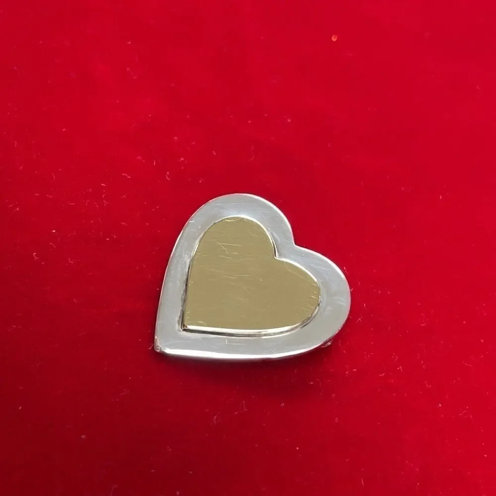 Vintage signed Tiffany & Co heart pin-brooch sterling silver 925 & 18k gold